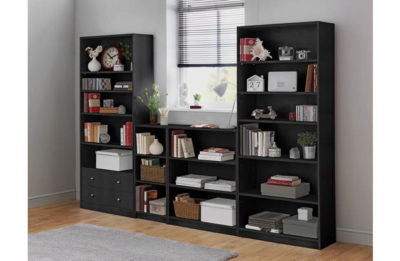 HOME Maine Extra Deep Bookcase with Drawers - Black Ash